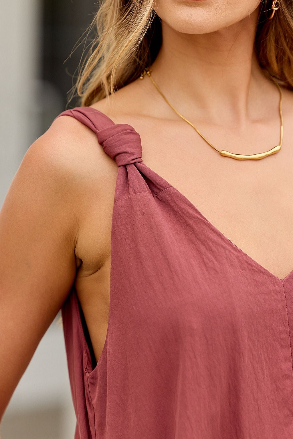 Audrey Knot Strap Midi Dress - Burgundy - Image 7