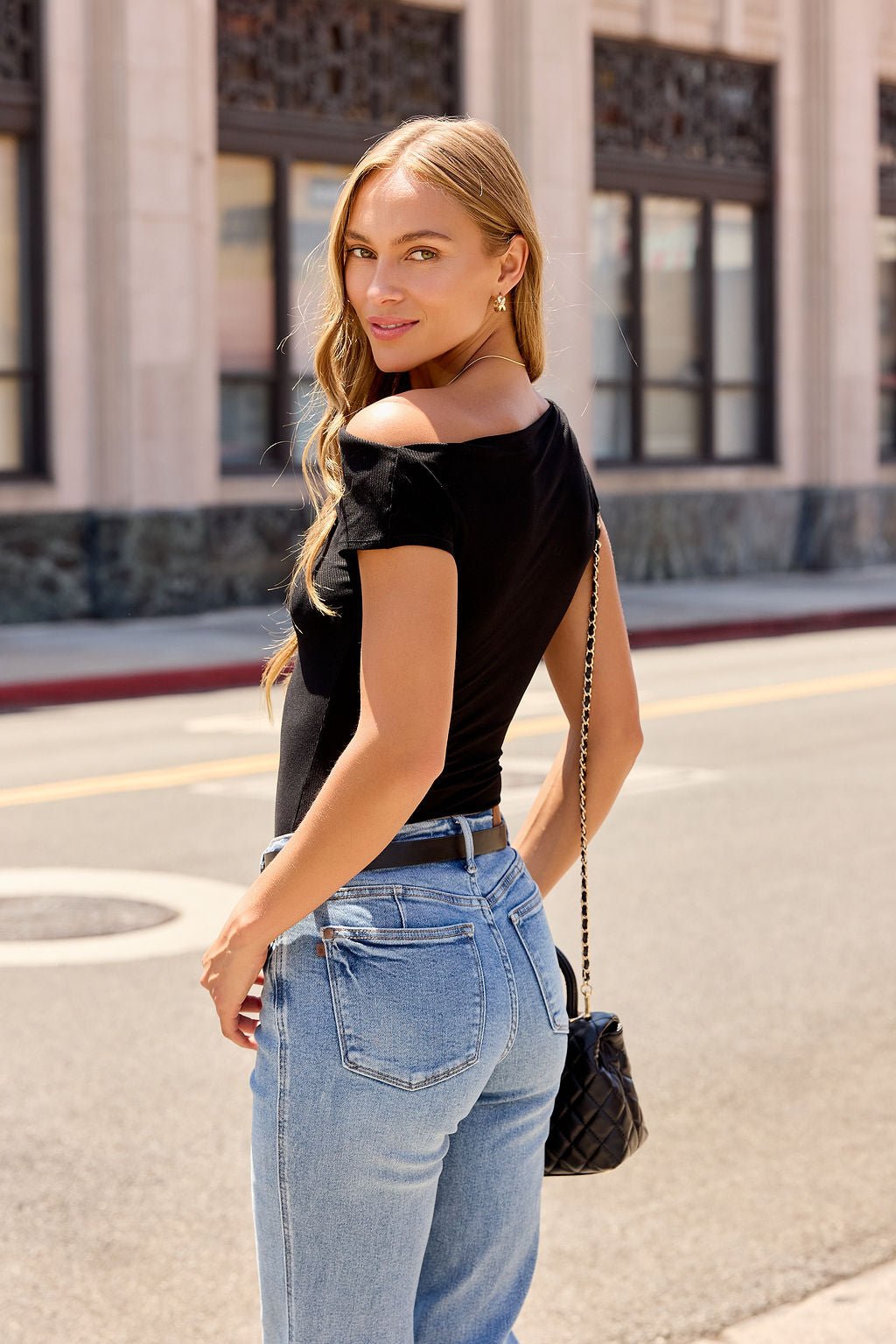Black Asymmetrical Ribbed Top - Image 11