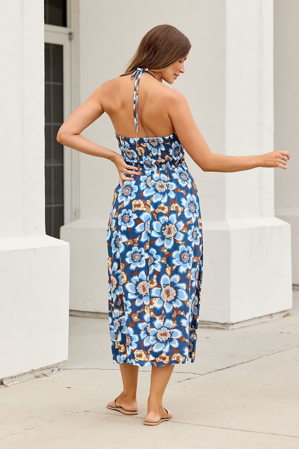 Catalina Halter Midi Dress - Navy - Image 6