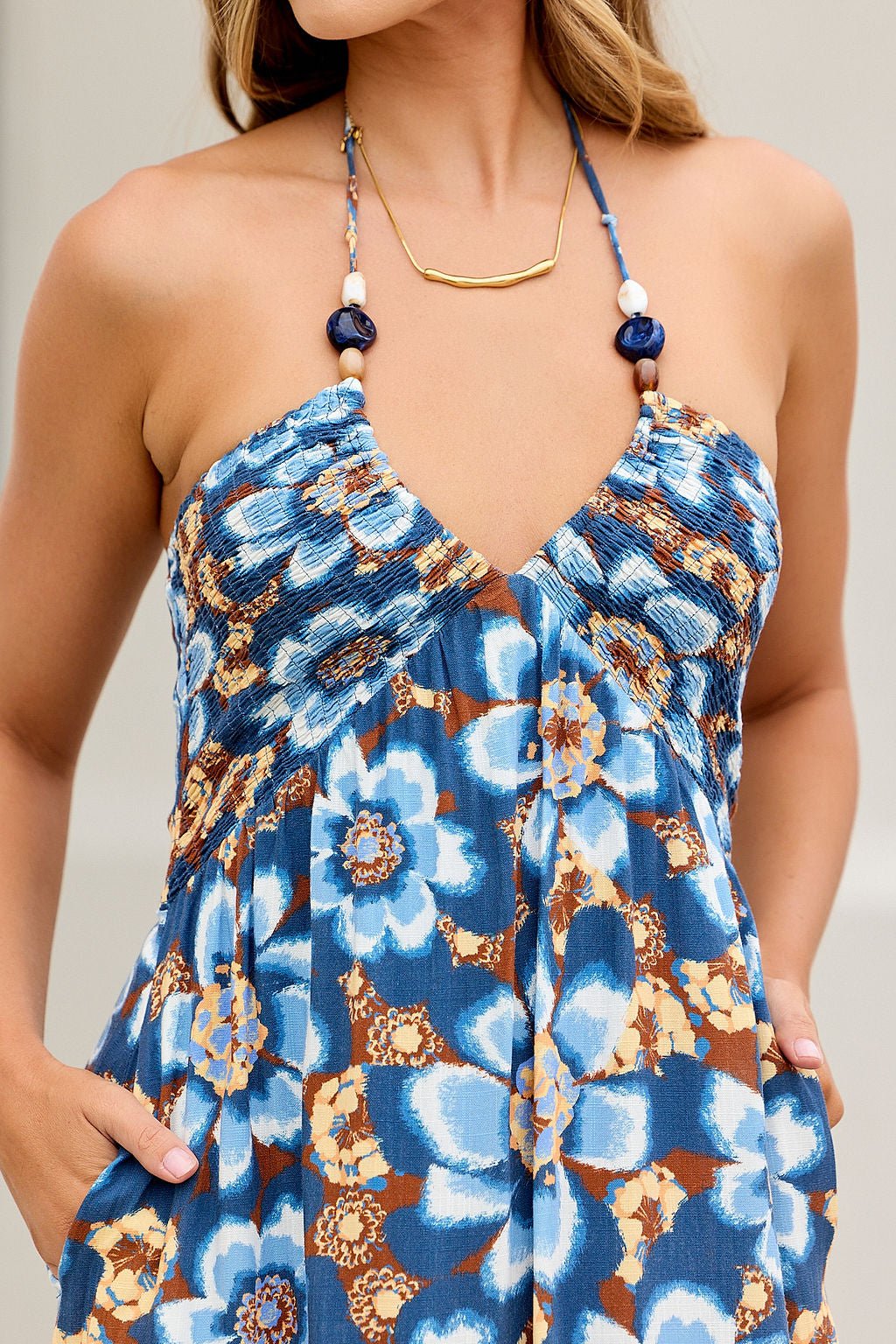 Catalina Halter Midi Dress - Navy - Image 7