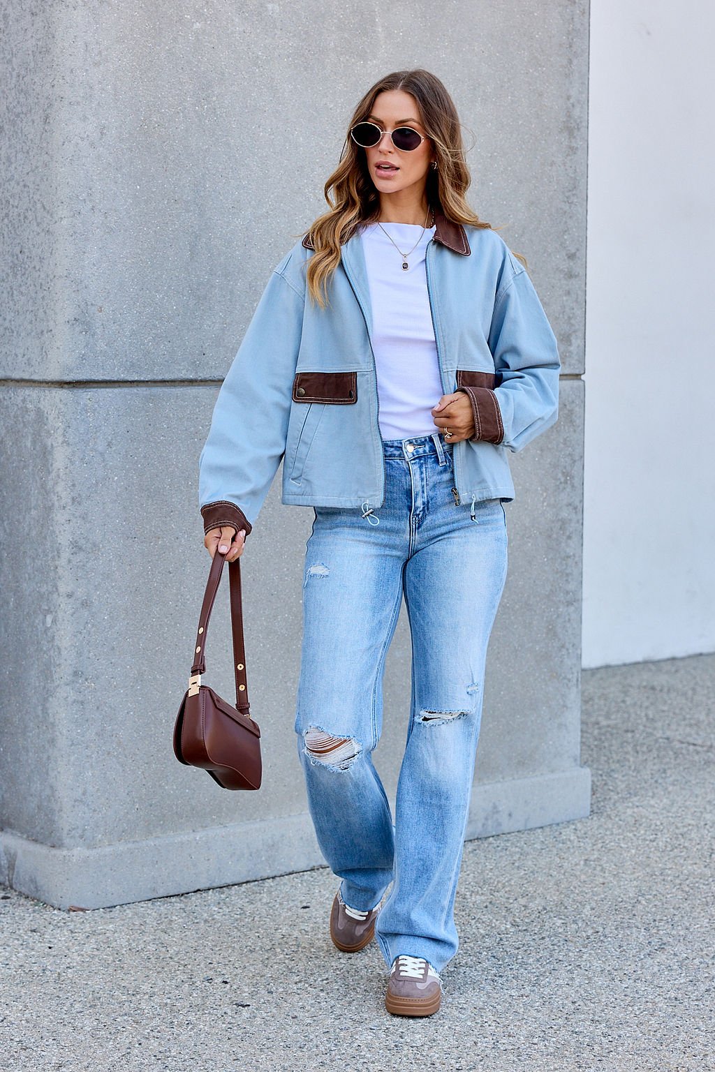 Contrast Trim Jacket - Dusty Blue | Pre Order - Image 10