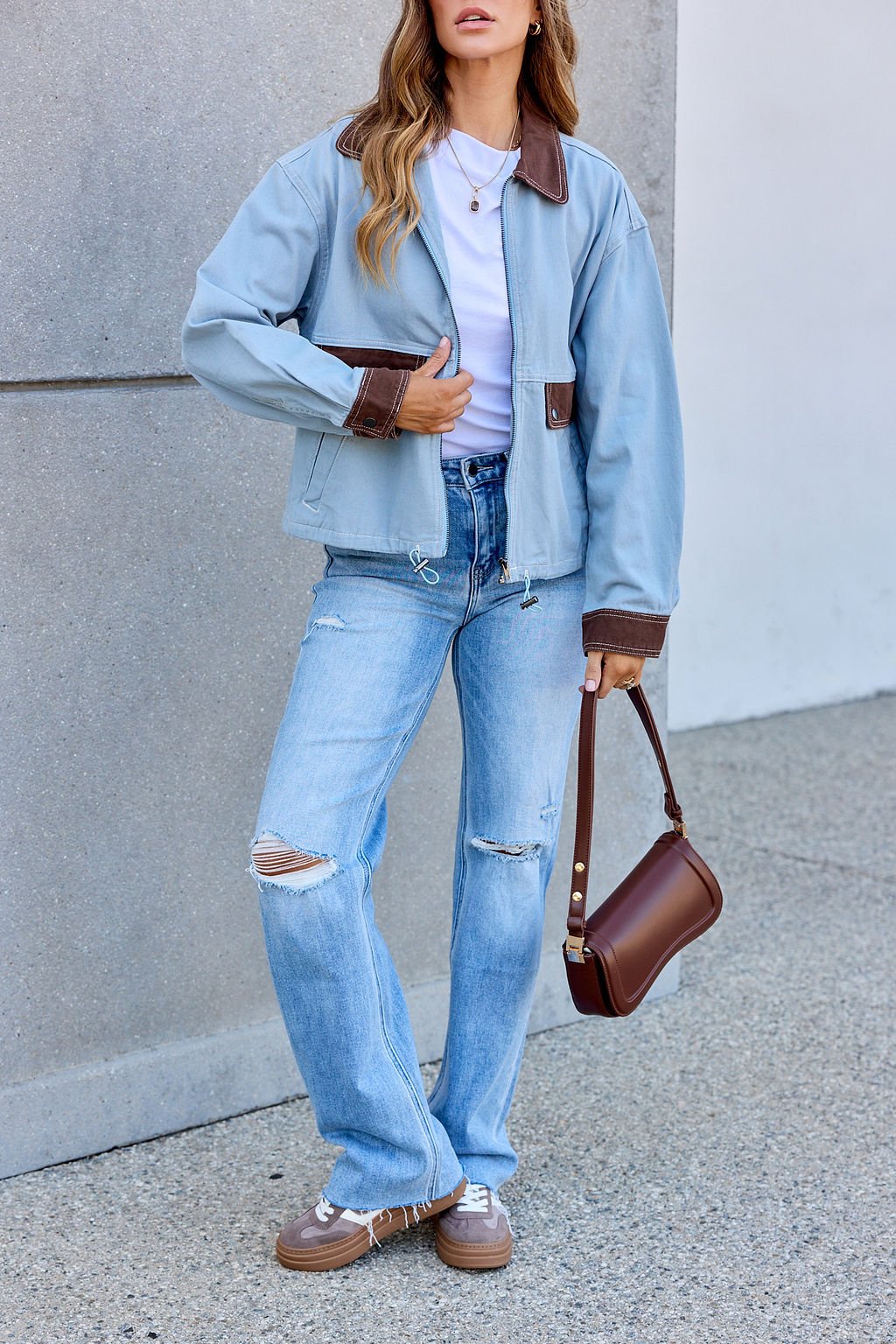 Contrast Trim Jacket - Dusty Blue | Pre Order - Image 8