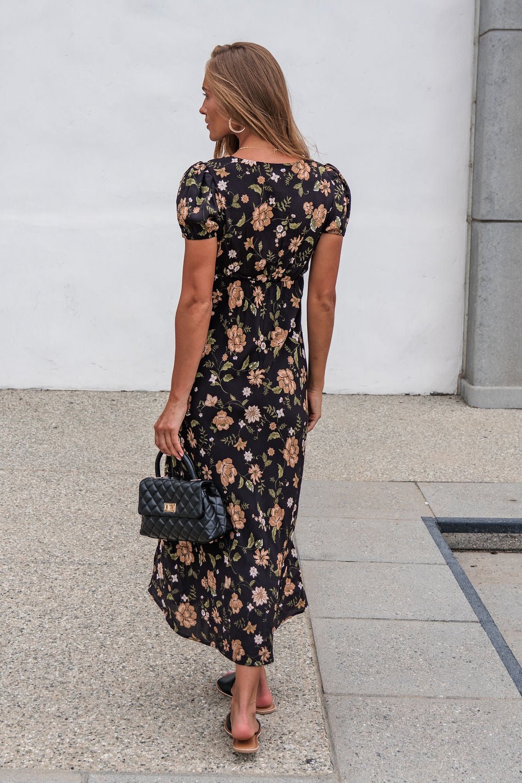 Rosalie Floral Midi Dress - Black - Image 6