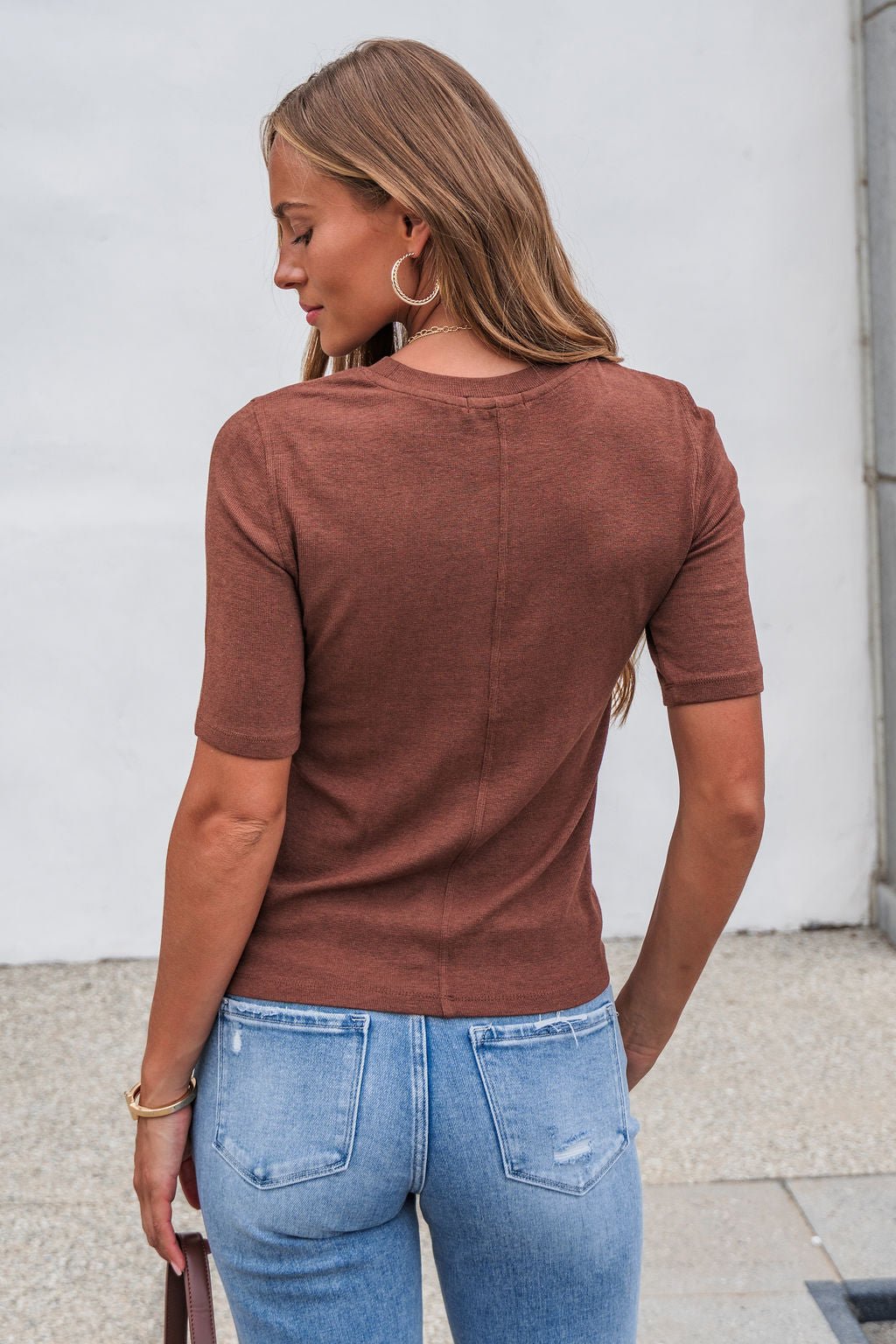 Short Sleeve Crew Neck Sweater - Rust - Image 6