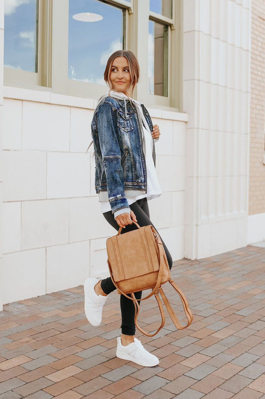 Denim Jacket with Hoodie: Medium Wash - Image 7